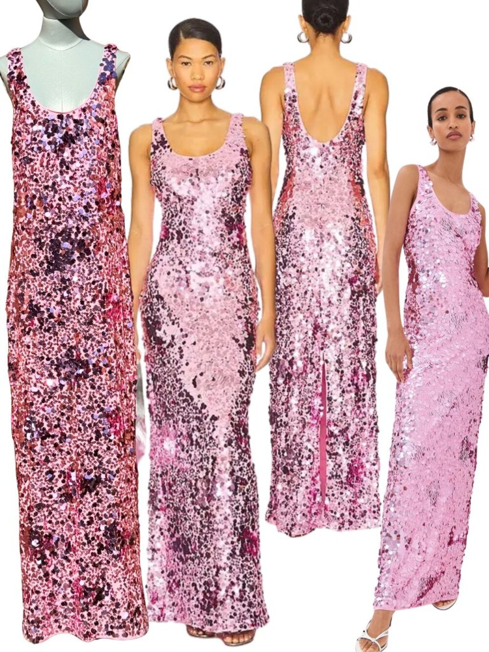 🆕 SIMKHAI 🧿 NWOT Bex Sequined Embellished Maxi Dress, Sorbet Pink - Sz US 12